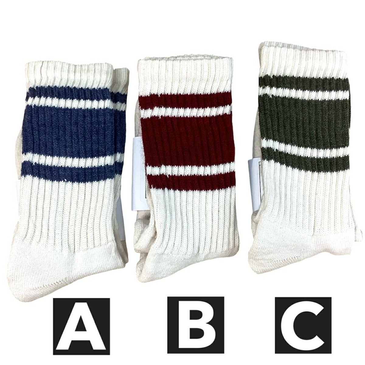 3足購入で送料無料アメリカ製AMERICANTRENCH【アメリカントレンチ】RETROSTRIPEレトロストライプボーダーソックス靴下メンズ(男性用)