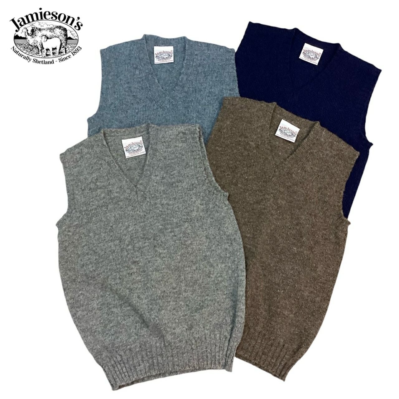 Jamieson’s ウールベスト　グレー　スコットランド製 スコットランド製 送料無料 JAMIESON'S【ジャミーソンズ】VEST
