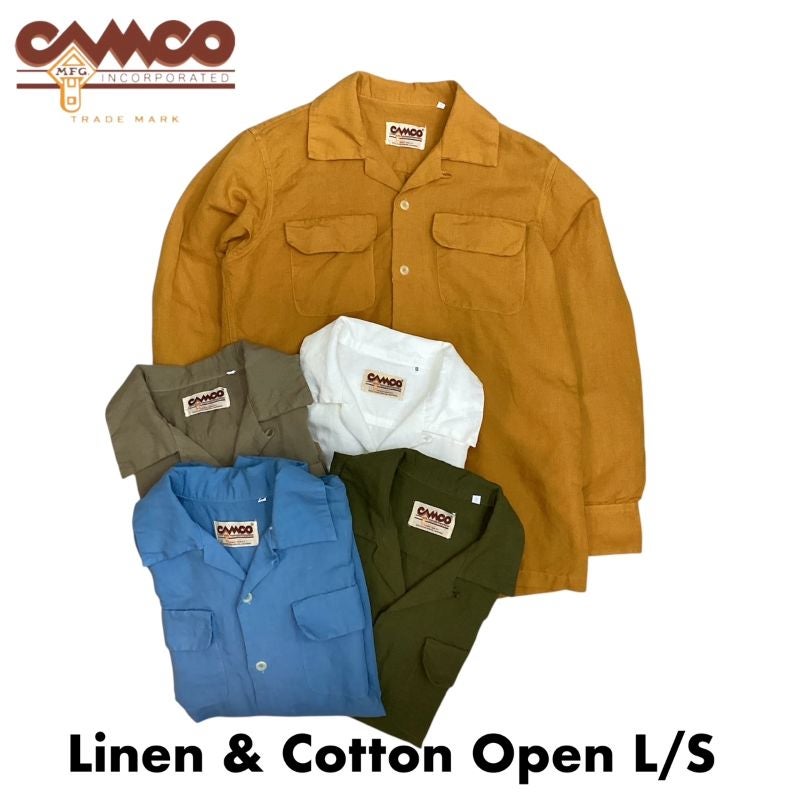 送料無料 CAMCO【カムコ】2 L/C OPEN L/S 長袖 リネンコットン